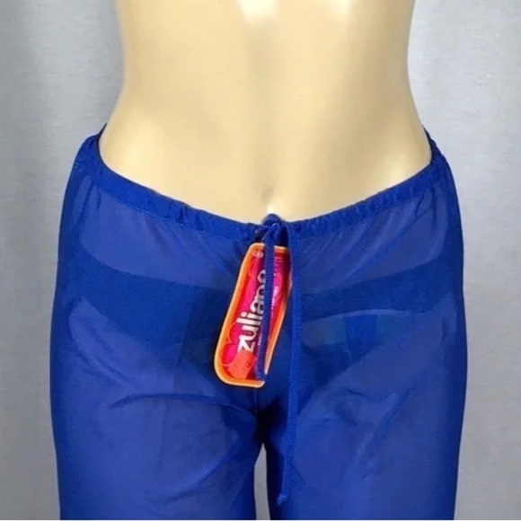 Zuliana Blue Size M/L Mesh Waist Tie Pants Made in USA New With Tags - Picture 2 of 4